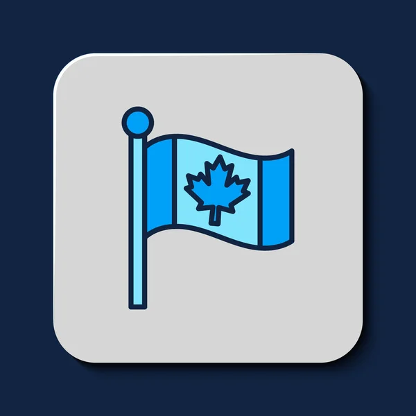 Kanada Bayrağı Ana Hatlarıyla Doldurulmuş Simgesi Mavi Arkaplanda Izole Edilmiş — Stok Vektör