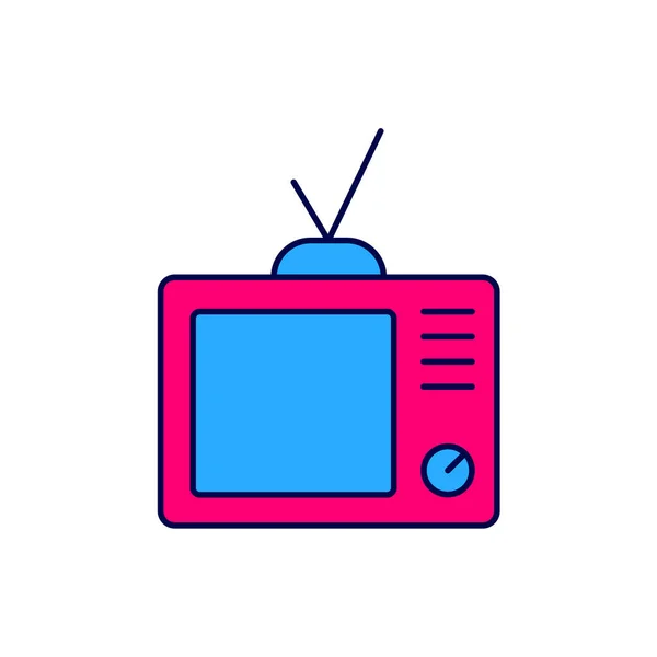 Заполненная Контур Retro Иконка Телевизора Выделена Белом Фоне Телевизионный Знак — стоковый вектор