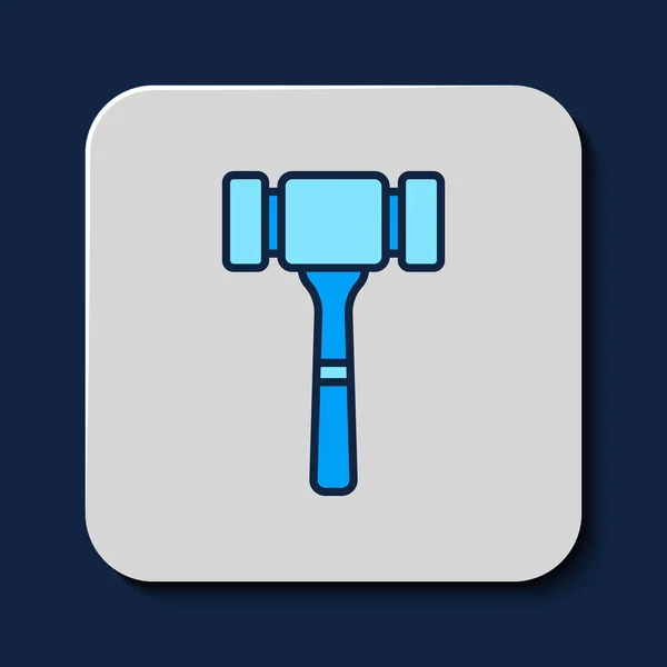 Filled Outline Auction Hammer Icon Isolated Blue Background Gavel Hammer — ストックベクタ