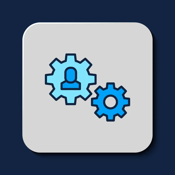 Filled Outline Human Gear Icon Isolated Blue Background Artificial Intelligence — Stockvektor