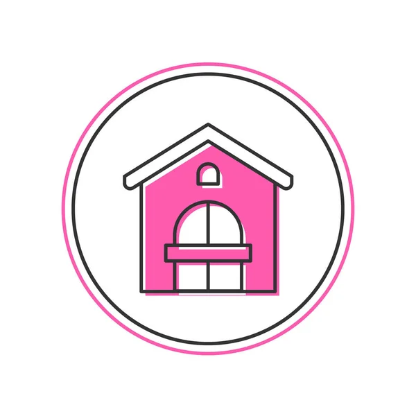 Filled Outline Farm House Icon Isolated White Background Vector — Stockvektor