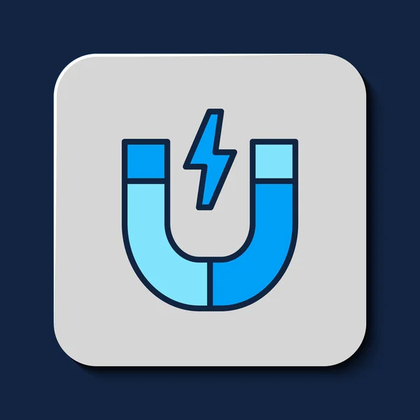 Filled Outline Magnet Icon Isolated Blue Background Horseshoe Magnet Magnetism — 스톡 벡터