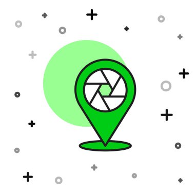 Doldurulmuş ana hat kamera deklanşör simgesi beyaz arkaplanda izole edildi. Vektör.