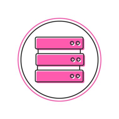 Doldurulmuş sunucu, veri, Web sunucu simgesi beyaz arkaplanda izole edildi. Vektör.