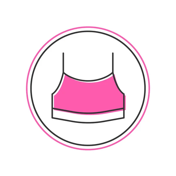 Filled Outline Female Crop Top Icon Isolated White Background Undershirt — Stock Vector
