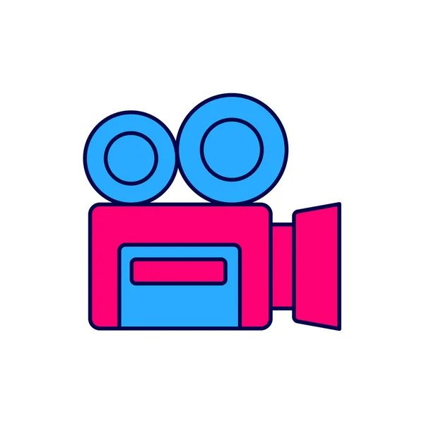 Filled Outline Retro Cinema Camera Icon Isolated White Background Video — 스톡 벡터