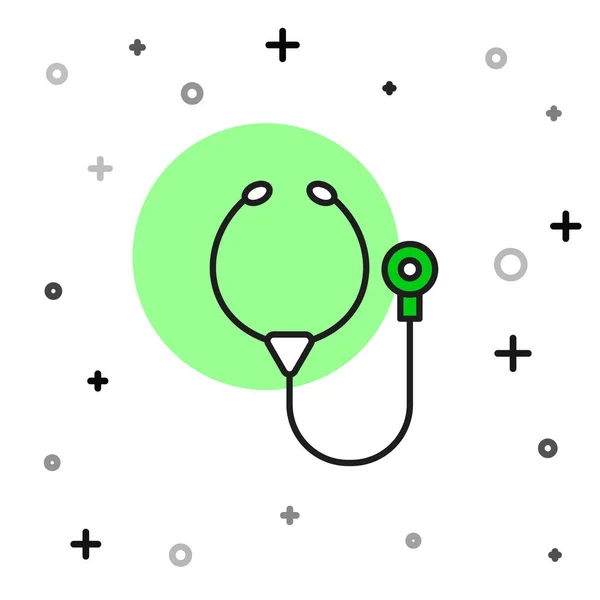 Filled Outline Stethoscope Medical Instrument Icon Isolated White Background Vector — Stock vektor