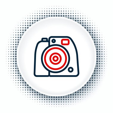 Çizgi fotoğraf makinesi simgesi beyaz arkaplanda izole edildi. Foto kamera. Dijital fotoğrafçılık. Renkli taslak konsepti. Vektör.