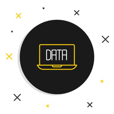 Çizgi Veri analiz simgesi beyaz arkaplanda izole edildi. İş veri analizi süreci, istatistik. Çizelgeler ve diyagramlar. Renkli taslak konsepti. Vektör.