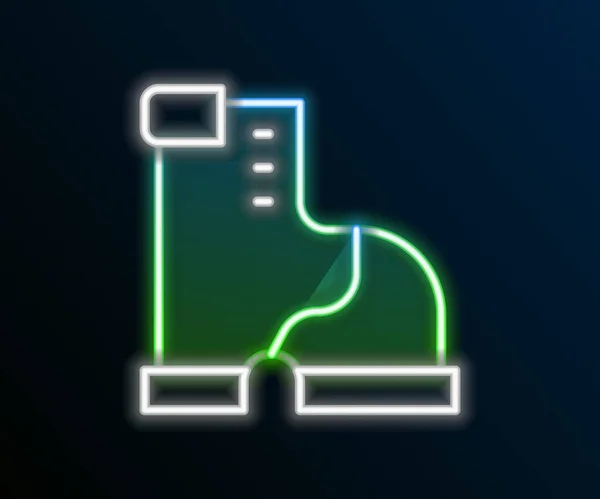 Glowing Neon Line Winter Warm Boot Icon Isolated Black Background — Vector de stock