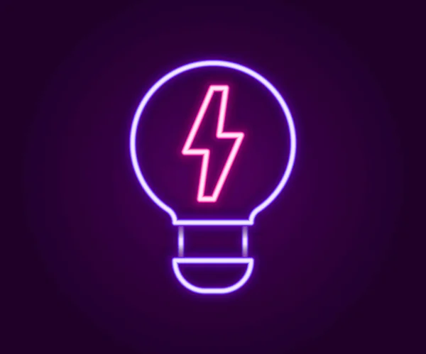Glödande Neon Line Kreativ Lampa Ljus Idé Ikon Isolerad Svart — Stock vektor