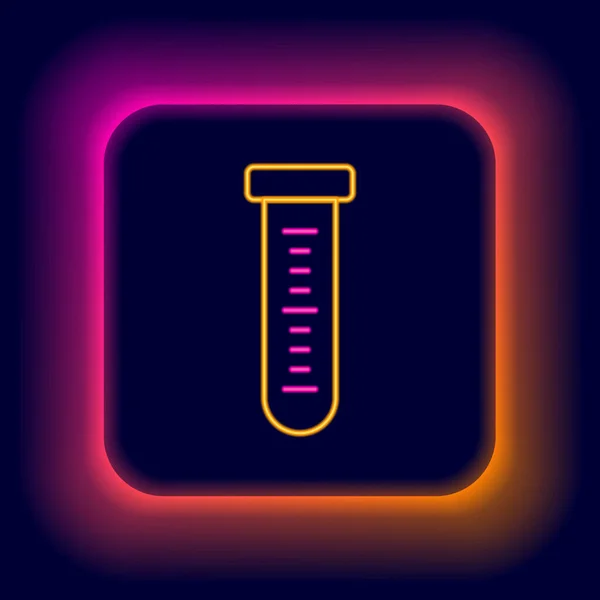 Parlayan Neon Hattı Test Tüpü Kimyasal Test Ikonu Siyah Arkaplanda — Stok Vektör