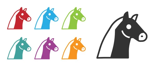 Black Horse Symbol Isoliert Auf Weißem Hintergrund Tierisches Symbol Setzen — Stockvektor
