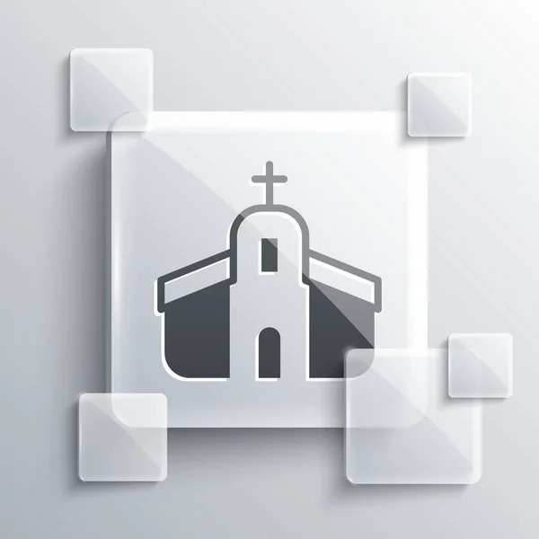 Grey Church Building Icon Isolated Grey Background Christian Church Religion — Stock Vector