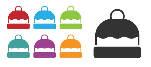 Black Beanie Hat Icon Isolated White Background Set Icons Colorful — Stock vektor