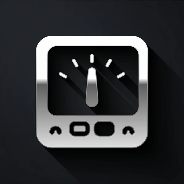 Silver Ampere Meter Multimeter Voltmeter Icon Isolated Black Background Instruments — Vettoriale Stock