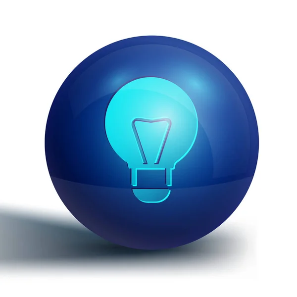 Niebieska Kreatywna Ikona Pomysłów Lampę Odizolowana Białym Tle Koncepcja Idei — Wektor stockowy