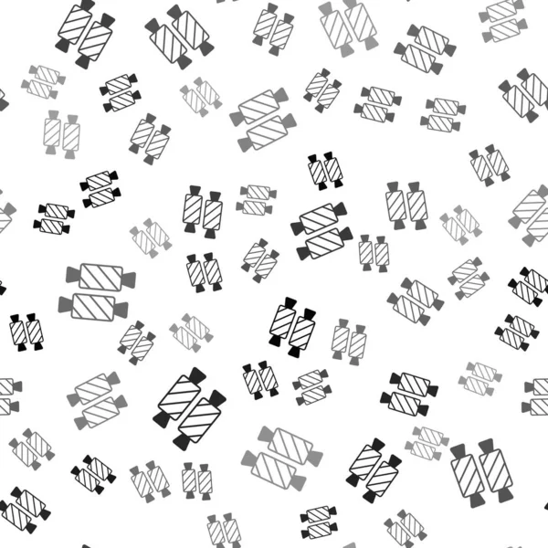 Black Candy Icon Isolated Seamless Pattern White Background Happy Valentines — Vetor de Stock