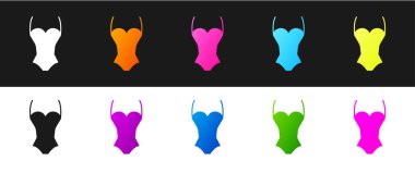 Summer Beach mayo ikonunu siyah beyaz arkaplanda izole et. Plaj kadını modası. Vektör.