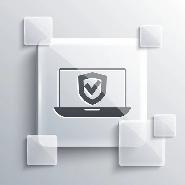 Grey Insurance Online Icon Isolated Grey Background Security Safety Protection — Διανυσματικό Αρχείο