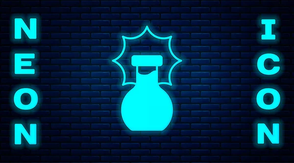 Leuchtende Neon Chemical Experiment Explosion Der Flasche Symbol Isoliert Auf — Stockvektor