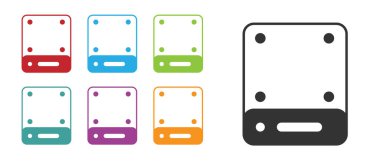 Siyah Sunucu, Data, Web Sunucu simgesi beyaz arkaplanda izole edildi. Simgeleri renklendirin. Vektör.