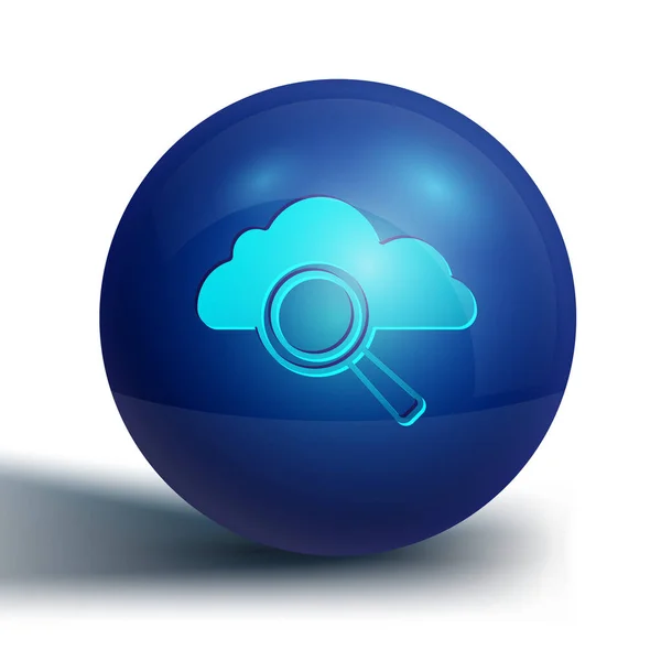 Blue Search Cloud Computing Icon Isolated White Background Magnifying Glass — Archivo Imágenes Vectoriales