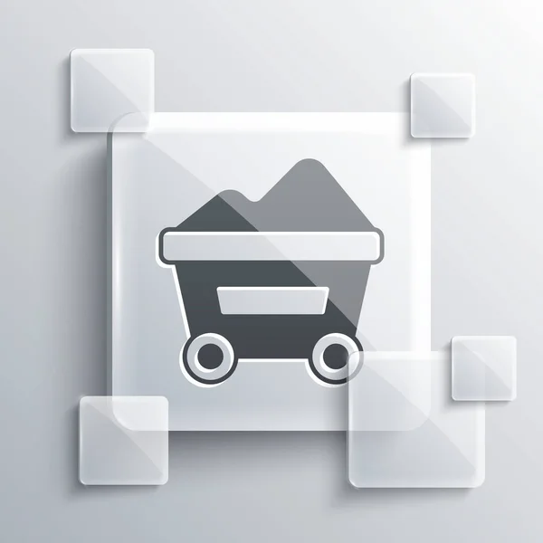 Grey Coal Mine Trolley Icon Isolated Grey Background Factory Coal — 스톡 벡터