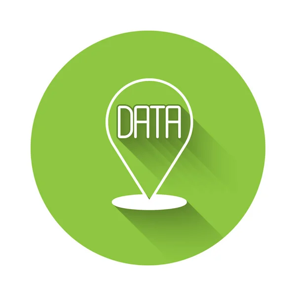 白色数据分析图标与长阴影背景隔离 业务数据分析过程 图表和图表 绿色圆环按钮 — 图库矢量图片
