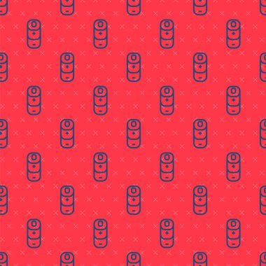 Mavi çizgi Batarya şarj seviyesi gösterge simgesi kırmızı arkaplanda izole edilmiş pürüzsüz desen. Vektör.