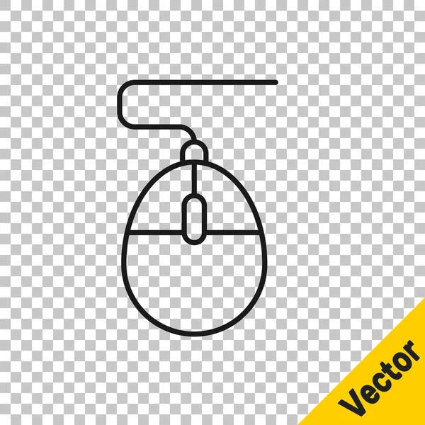 Zwarte Lijn Computer Muis Gaming Pictogram Geïsoleerd Transparante Achtergrond Optisch — Stockvector