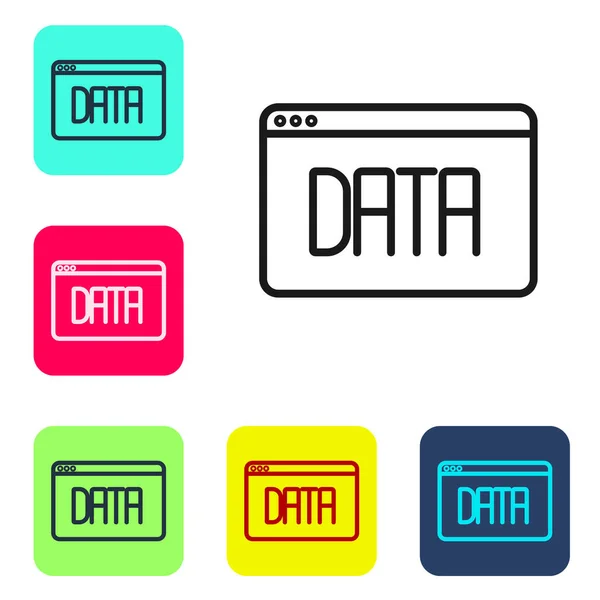 Black Line Data Analysis Icon Isolated White Background Business Data — Vettoriale Stock