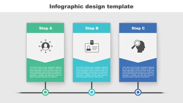 Set Multitasking Manager Werken Identificatie Badge Vergrootglas Voor Zoekfunctie Bedrijfsinfographic — Stockvector