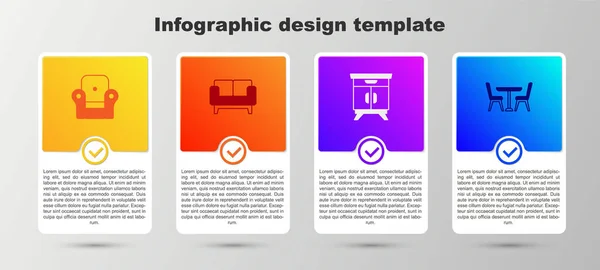 Set Armchair Sofa Furniture Nightstand Table Business Infographic Template Vector — Διανυσματικό Αρχείο