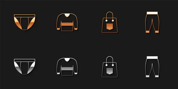 Set Men Underpants Sweater Handbag Pants Icon Vector — Archivo Imágenes Vectoriales