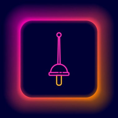 Parlayan neon hattı eskrim simgesi siyah arkaplanda izole edildi. Spor malzemeleri. Renkli taslak konsepti. Vektör.