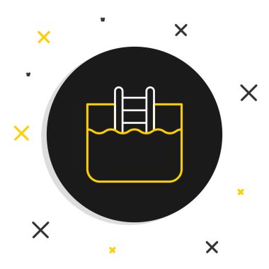 Beyaz arka planda izole edilmiş merdiven ikonu olan bir yüzme havuzu. Renkli taslak konsepti. Vektör.