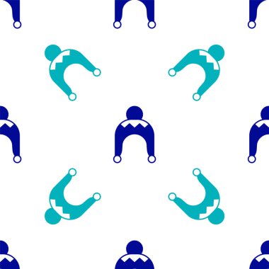 Mavi Kış şapka ikonu beyaz arka planda izole edilmiş kusursuz desen. Vektör.