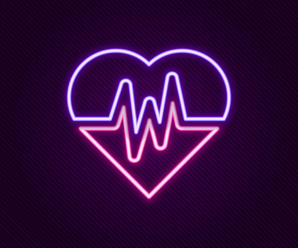 Glowing Neon Line Heart Rate Icon Isolated Black Background Heartbeat — Stock Vector