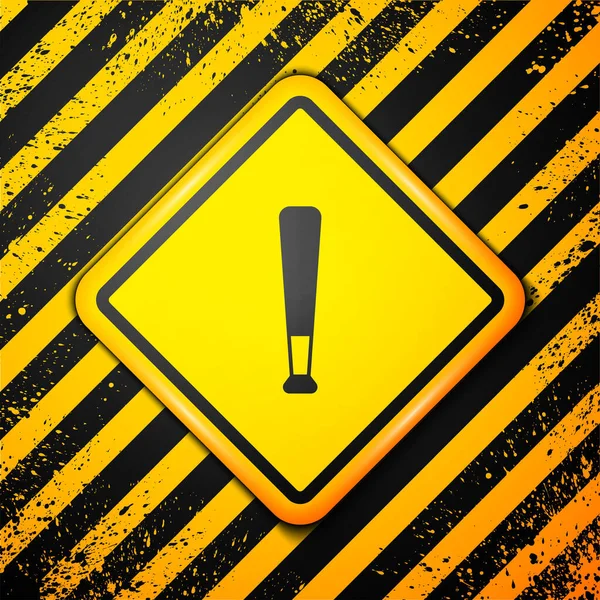 Black Baseball Bat Icon Isolated Yellow Background Warning Sign Vector — Stock Vector
