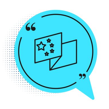 Beyaz arka planda siyah çizgi Çin bayrağı ikonu izole edildi. Mavi konuşma balonu sembolü. Vektör.