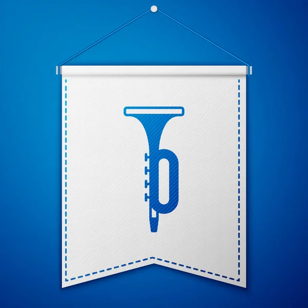 Blue Trumpet Icon Isolated Blue Background Musical Instrument White Pennant — Stockvektor