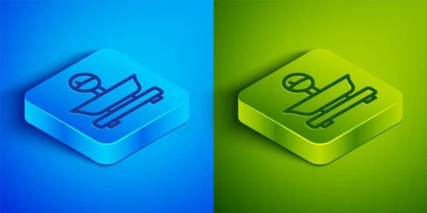 Isometric Line Scales Icon Isolated Blue Green Background Weight Measure — vektorikuva