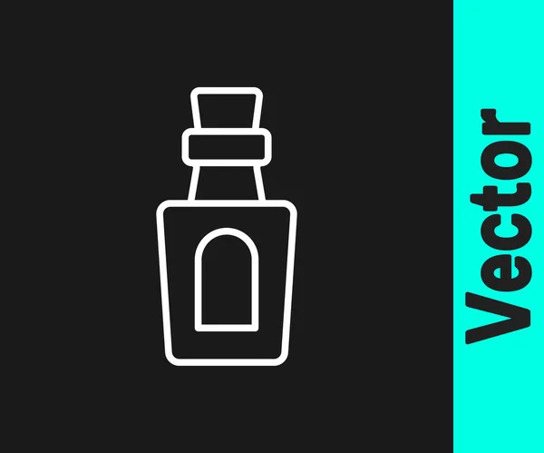 Weiße Linie Flasche Mit Trank Symbol Isoliert Auf Schwarzem Hintergrund — Stockvektor