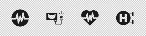 Set Heart Rate Ultrasound Hospital Signboard Icon Vector — 스톡 벡터