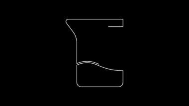 White line Measuring cup icon isolated on black background. Plastic graduated beaker with handle. 4K Video motion graphic animation.