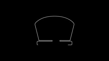 White line Nurse hat with cross icon isolated on black background. Medical nurse cap sign. 4K Video motion graphic animation.