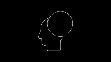 White line Male head with hospital icon isolated on black background. Head with mental health, healthcare and medical sign. 4K Video motion graphic animation.