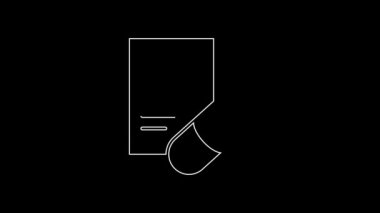 White line Medical prescription icon isolated on black background. Rx form. Recipe medical. Pharmacy or medicine symbol. 4K Video motion graphic animation.