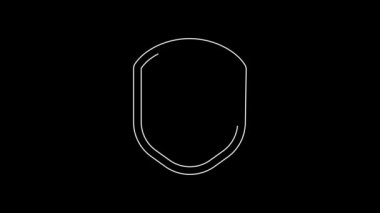 White line Medical shield with cross icon isolated on black background. Protection, safety, password security. 4K Video motion graphic animation.